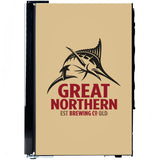 Great Northern Branded Glass Door Bar Fridge With Cool Frosted Door Logo - Model SC70-B-GNBC-GOLD