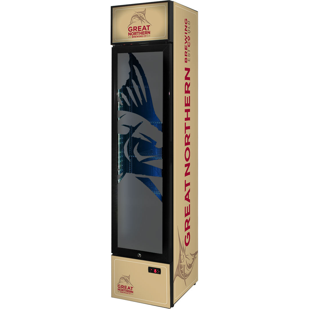 Great Northern Branded Skinny Upright Bar Fridge - SS-P160-GNBC-GOLD