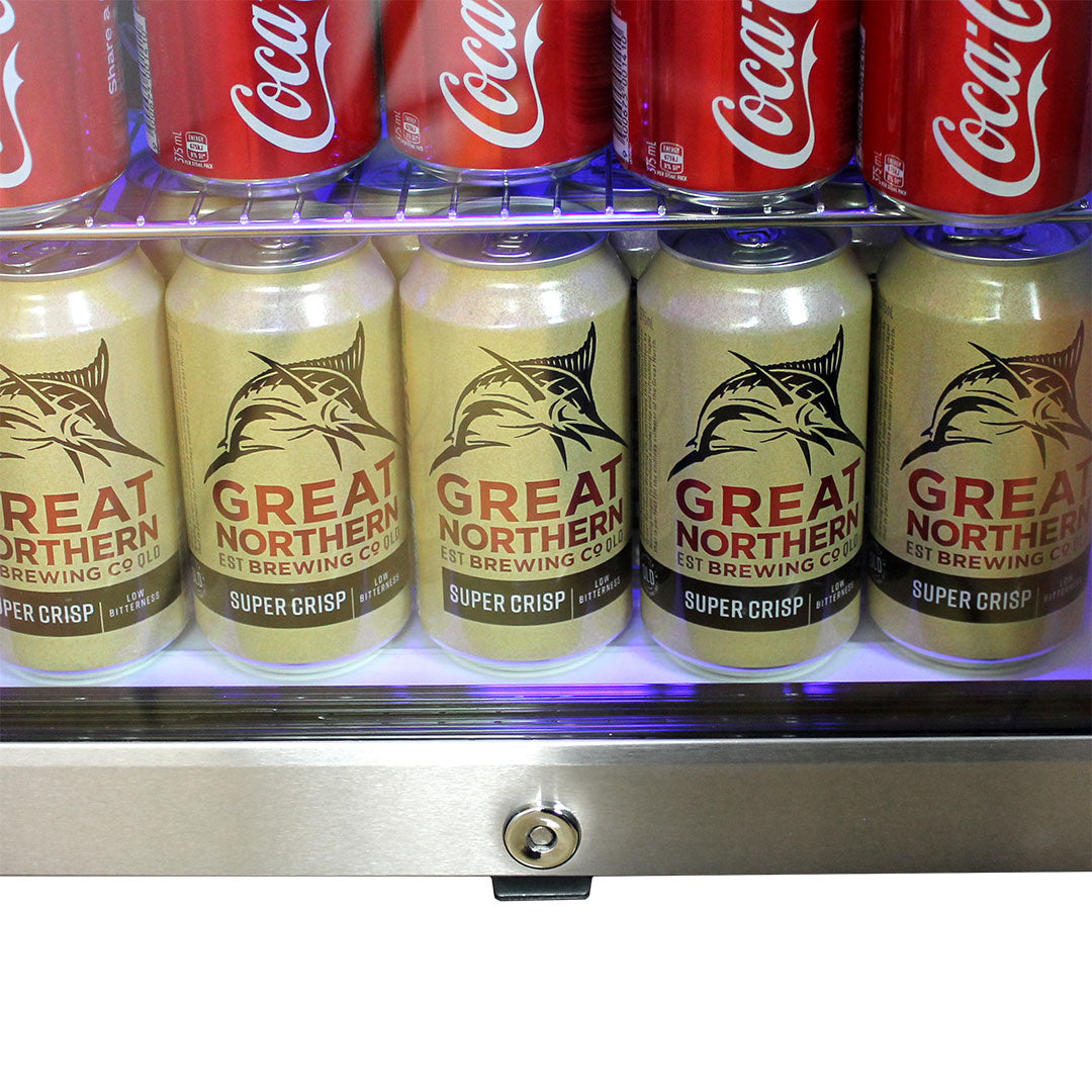 Great Northern Original Tropical Glass Door Fridge - 80 Cans Left Hinge Model EC68L-SSH-GNBC-CRISP