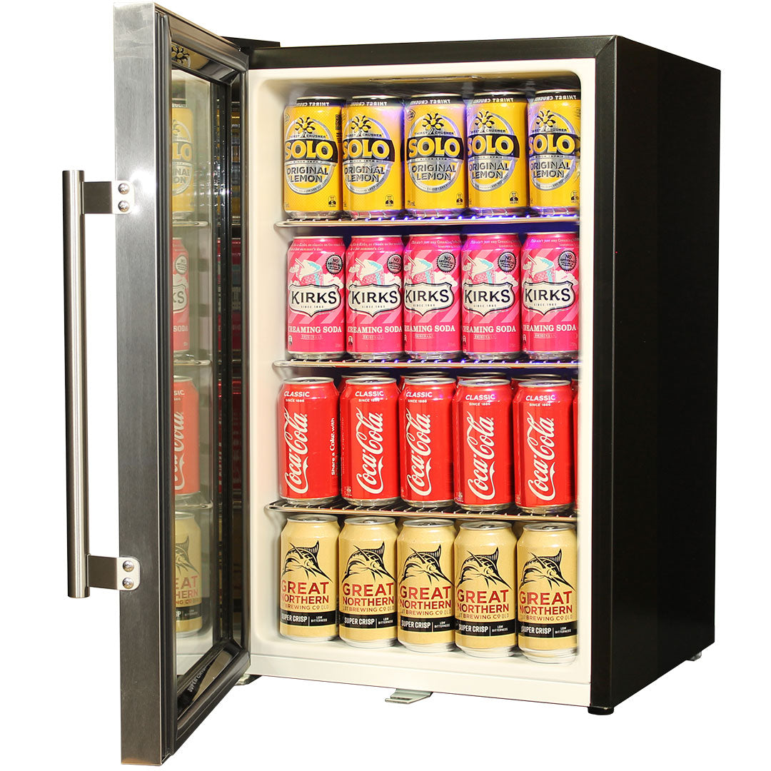 Great Northern Original Tropical Glass Door Fridge - 80 Cans Left Hinge Model EC68L-SSH-GNBC-CRISP
