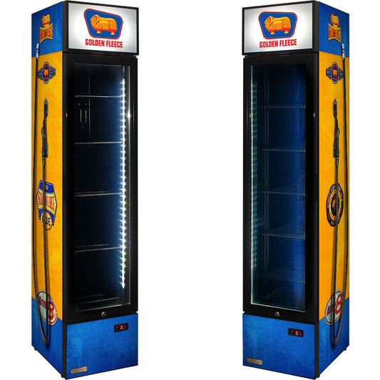 Golden Fleece Fuel Pump Branded Skinny Upright Bar Fridge - Model SS-P160FA-FP-FLEECE