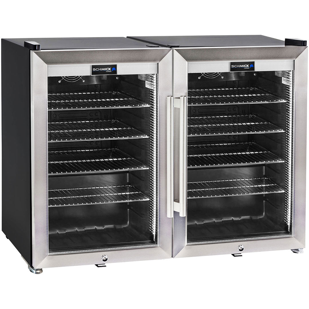 Schmick HUS-SC70-SS-COMBO - Tropical Triple Glazed Outdoor 2 Glass Door Alfresco Bar Fridge 140 Litre
