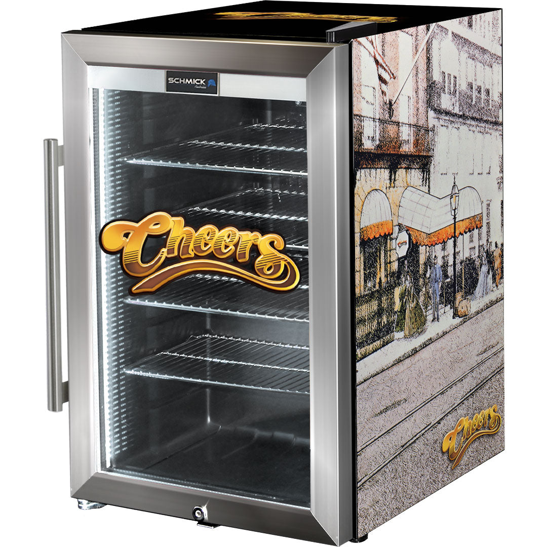 Cheers Horses Designed Glass Door Bar Fridge 70 Litre - Model HUS-SC70-SS-CH-HS