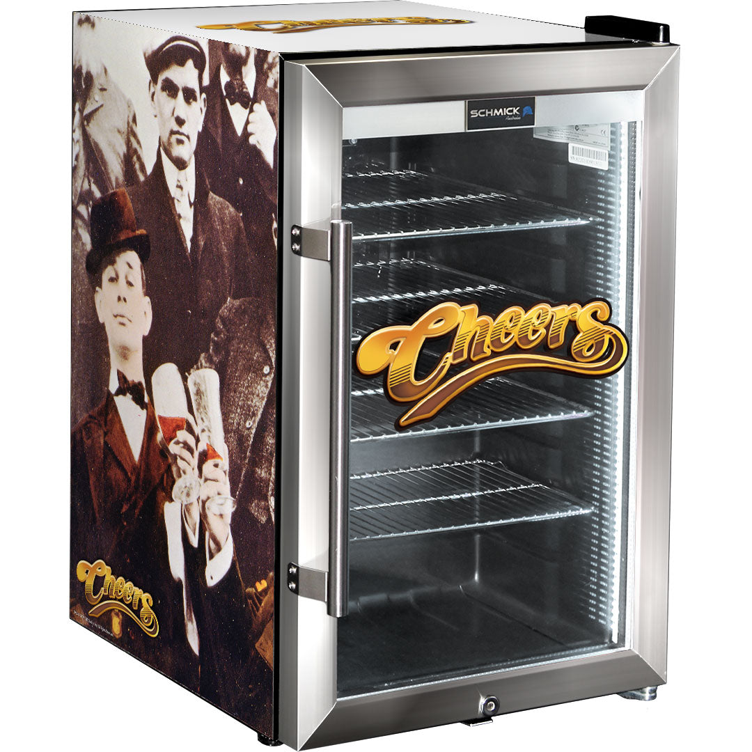 Cheers Lads Designed Glass Door Bar Fridge 70 Litre - Model HUS-SC70-SS-CH-LS