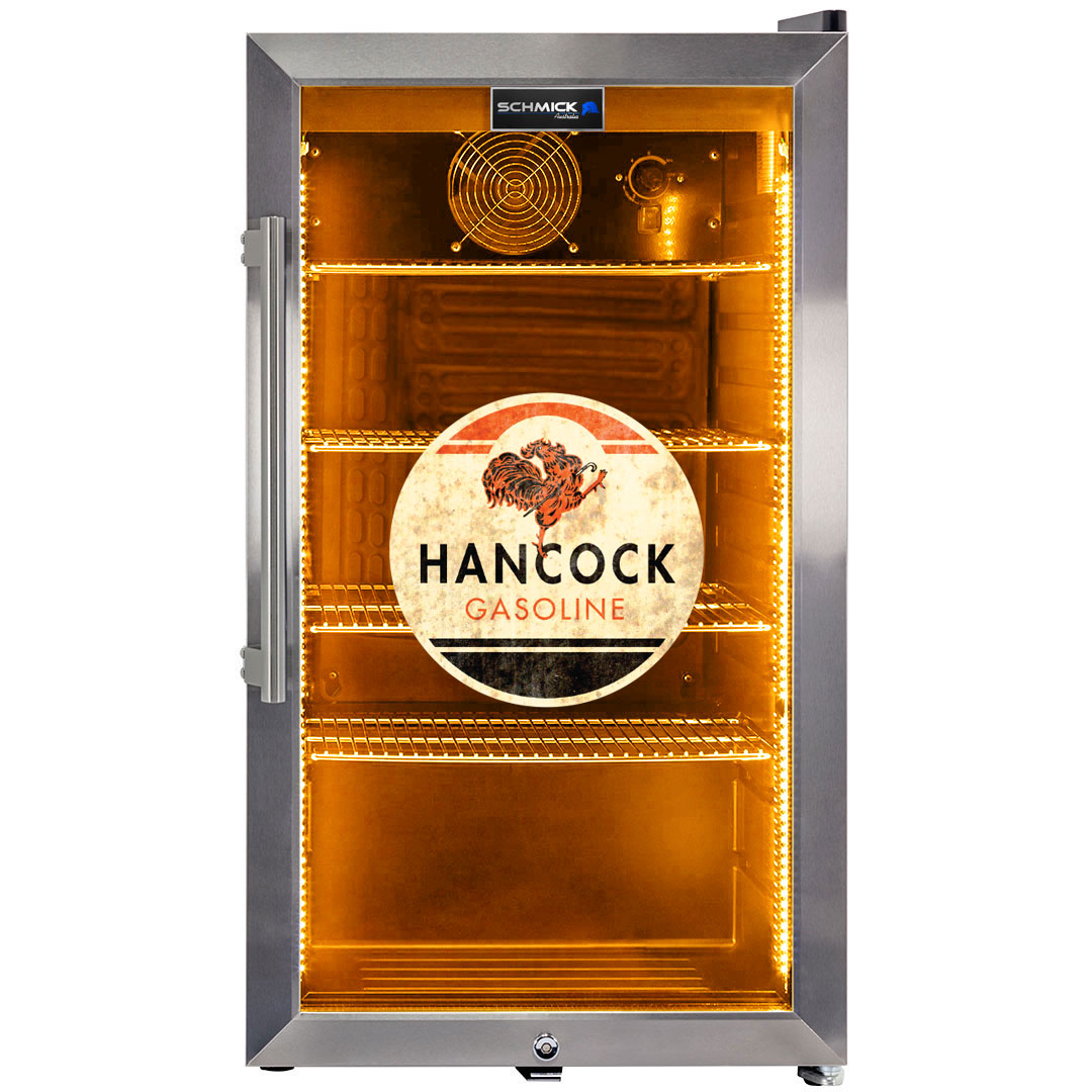 Hancock Schmick Vintage Fuel Pump Triple Glazed Alfresco Bar Fridge With LED Strip Lights - HUS-SC88-FP-HANCOCK