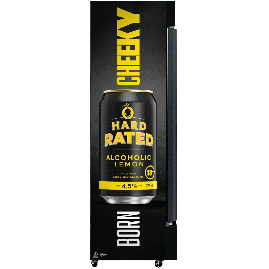 Hard Rated Upright Quiet Running Black Glass Door Bar Fridge - Model SC372B-HR