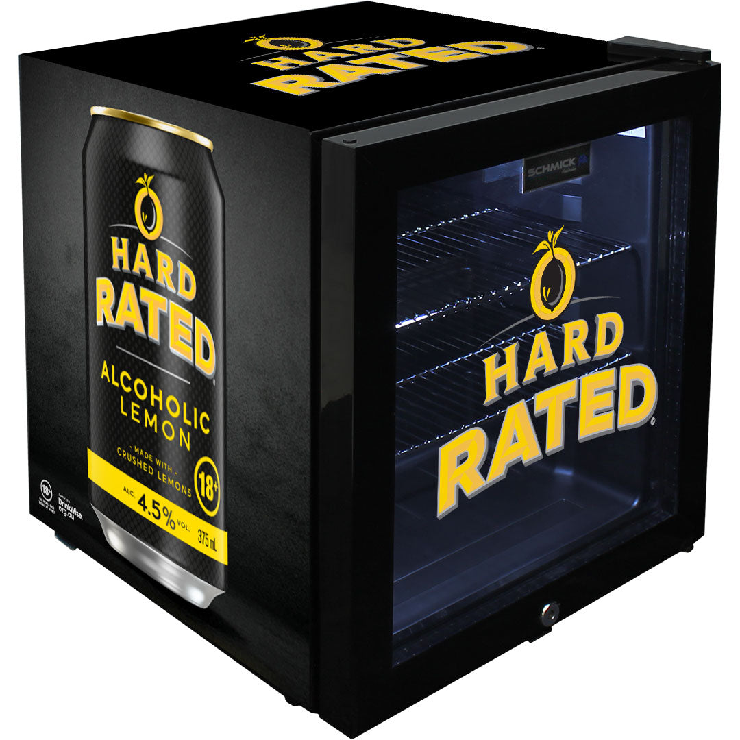 Hard Rated branded Glass Door Mini Bar Fridge With Lock - 38 Cans - Model SC50AB-HR