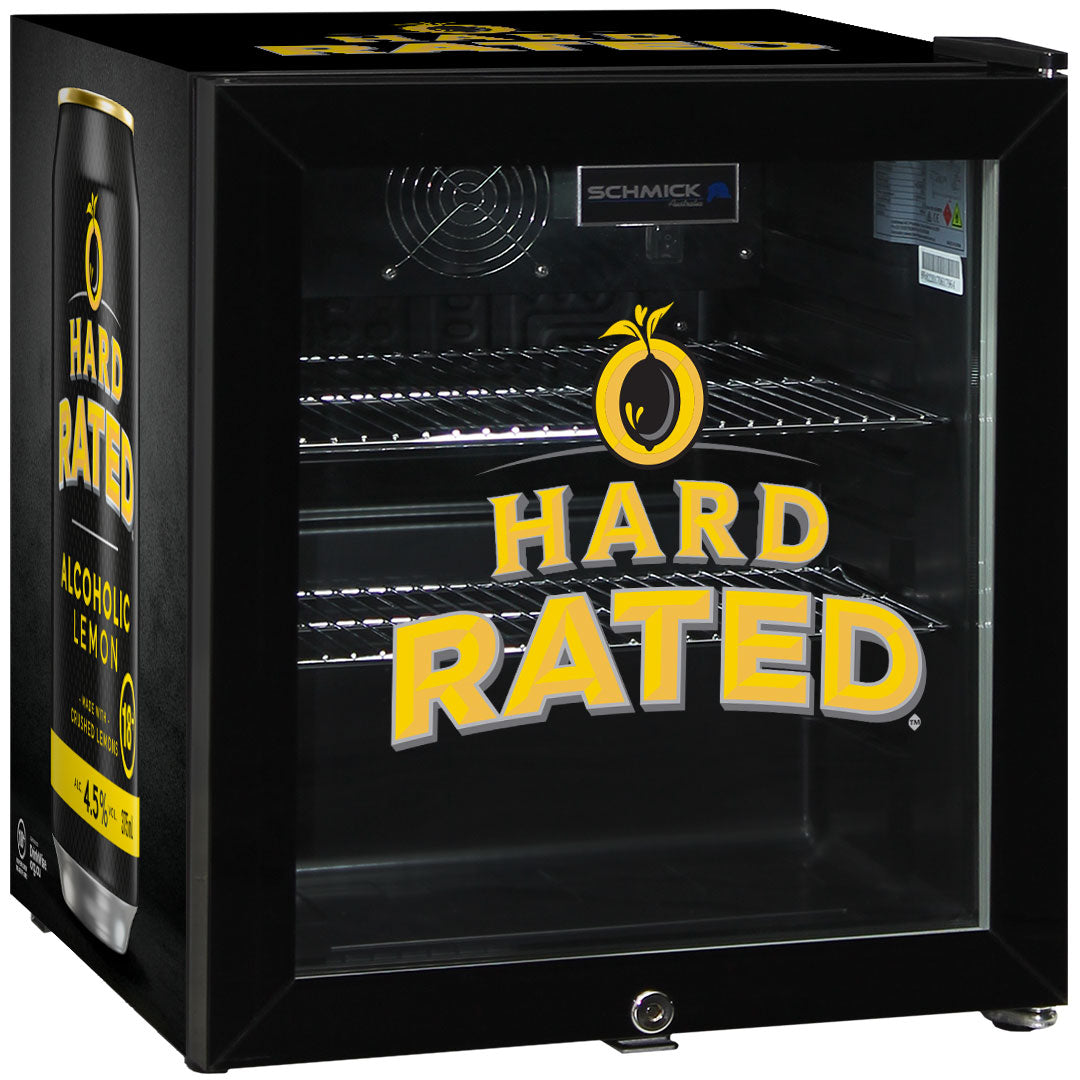 Hard Rated branded Glass Door Mini Bar Fridge With Lock - 38 Cans - Model SC50AB-HR