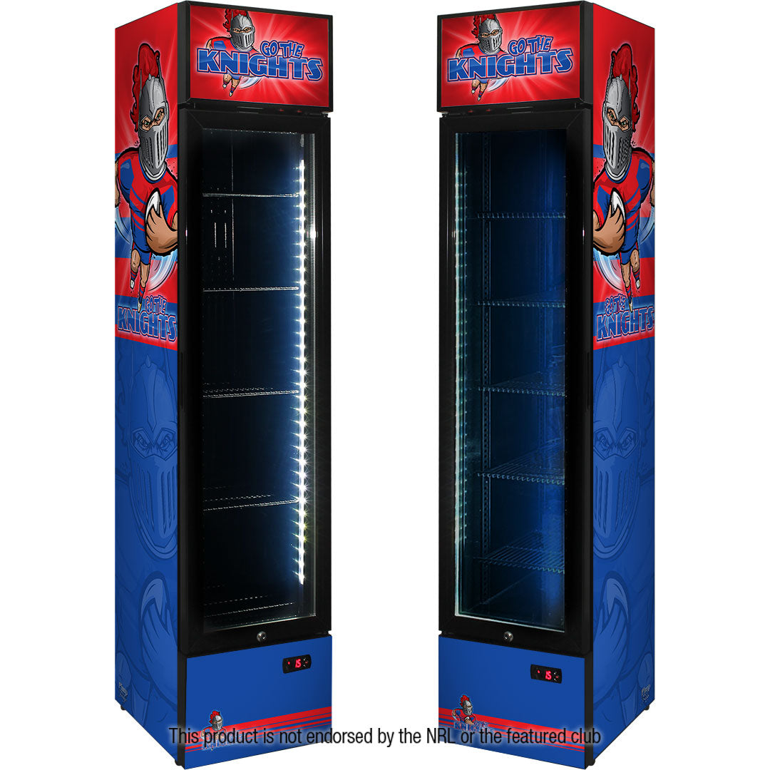 Knights Branded Skinny Upright Bar Fridge - SS-P160FA-RUG-KNIGHTS