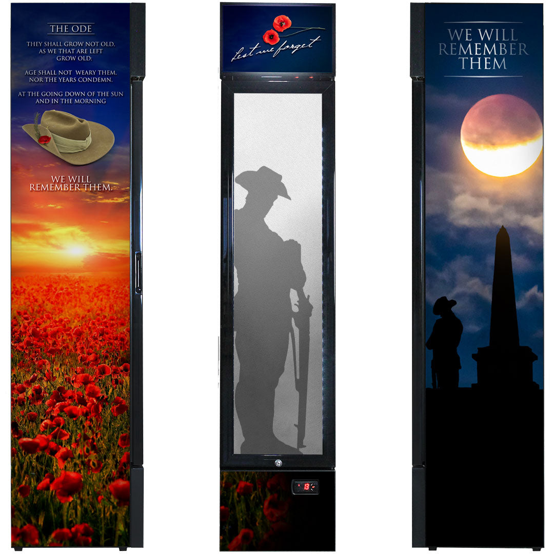 Lest We Forget Upright Bar Fridge 160L – SS-P160 – SS-P160FA-LWF2