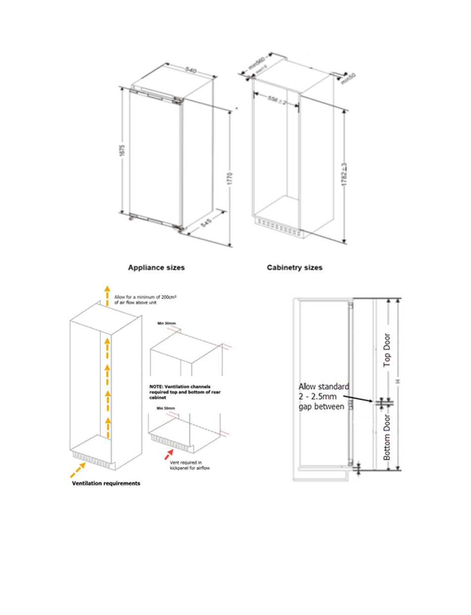 Schmick – MSF230 – Integrated Upright Built-In Freezer – 214 Litres