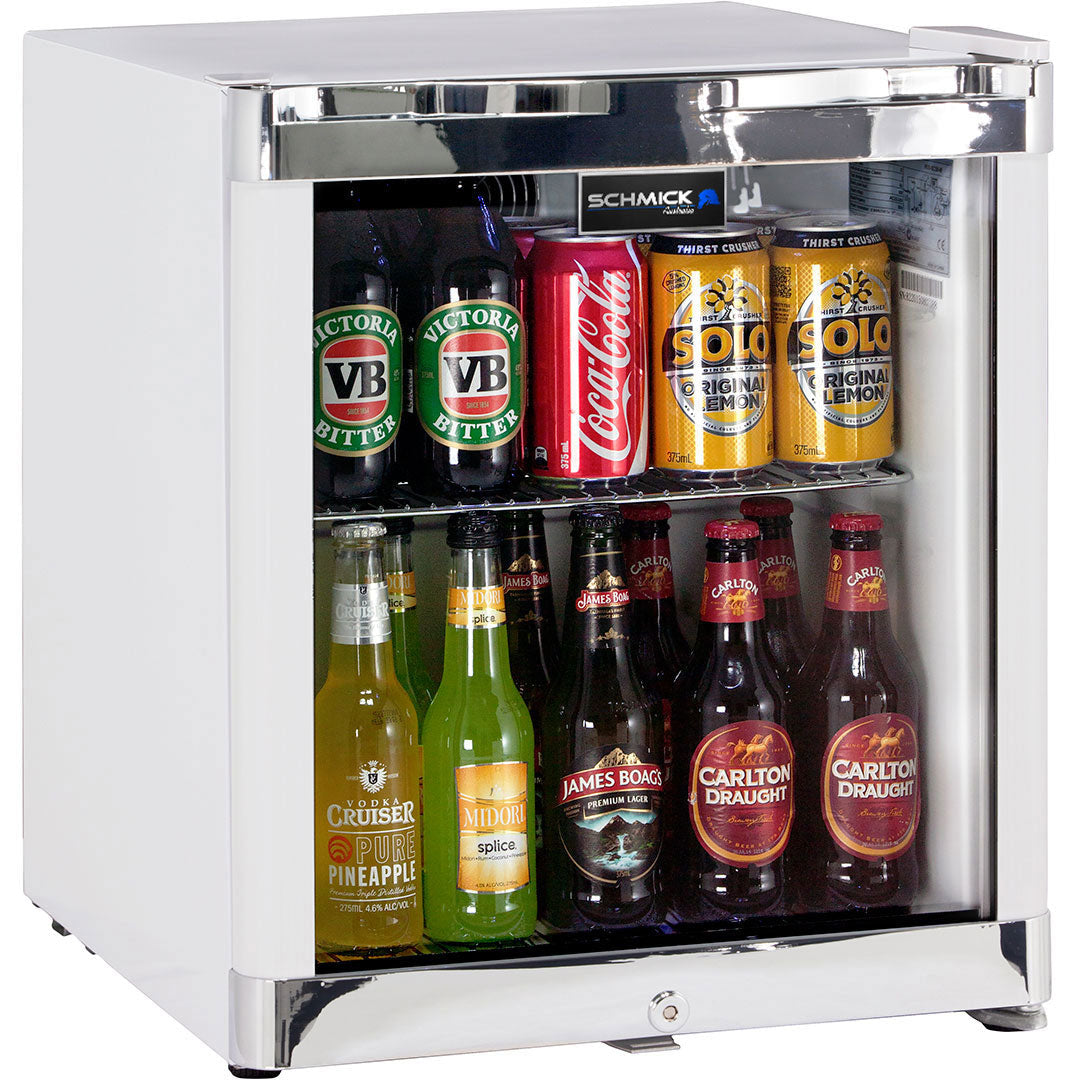 Schmick – HUS-SC50W – Tropical Rated Glass Door Mini Bar Fridge – 50 Litres