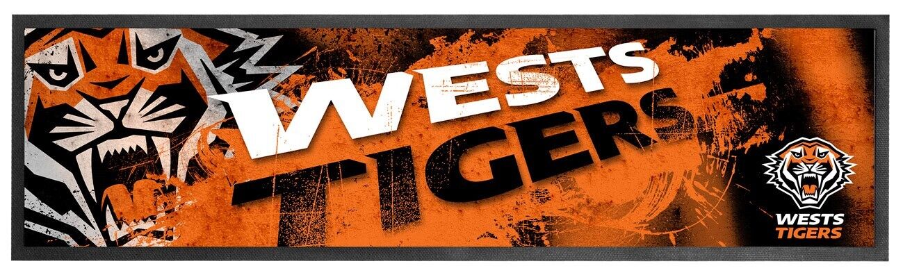 West Tigers NRL Premium Rubber-Backed Bar Mat Runner