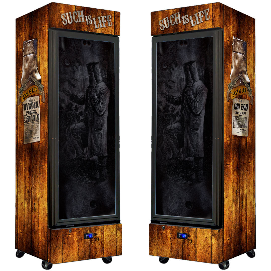 Ned Kelly Branded Upright Quiet Running Black Glass Door Bar Fridge - Model SC372-NED