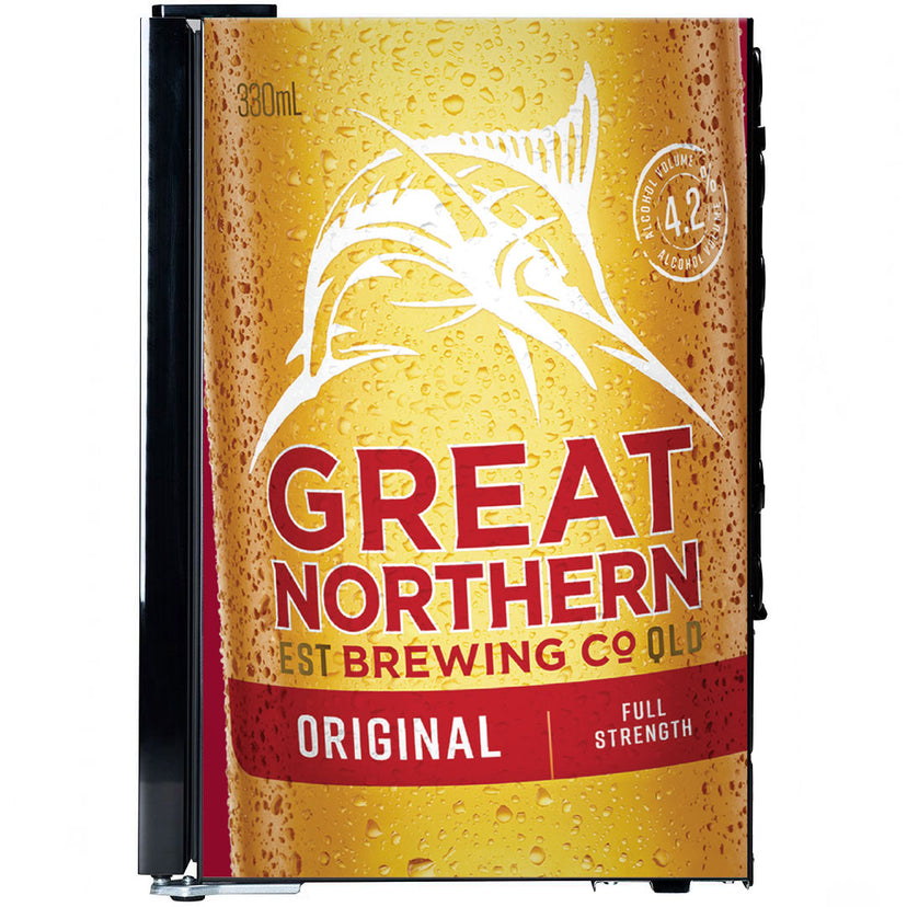Great Northern Original Branded Glass Door Bar Fridge With Cool Frosted Door Logo - Model SC70-B-GNBC-ORIG