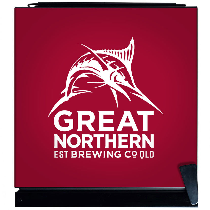 Great Northern Original Branded Glass Door Bar Fridge With Cool Frosted Door Logo - Model SC70-B-GNBC-ORIG