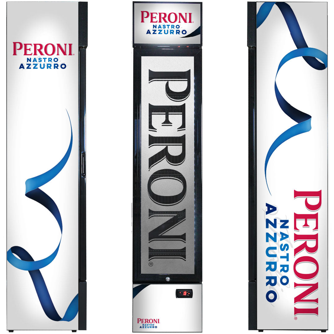 Peroni Branded Skinny Upright Bar Fridge - Model SS-P160-PERONI-V1