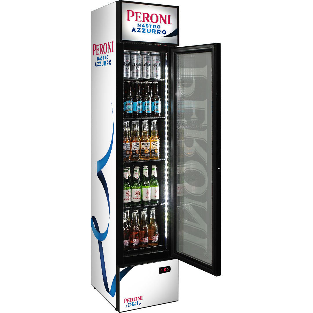 Peroni Branded Skinny Upright Bar Fridge - Model SS-P160-PERONI