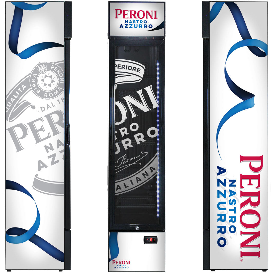 Peroni Branded Skinny Upright Bar Fridge - Model SS-P160-PERONI-V2