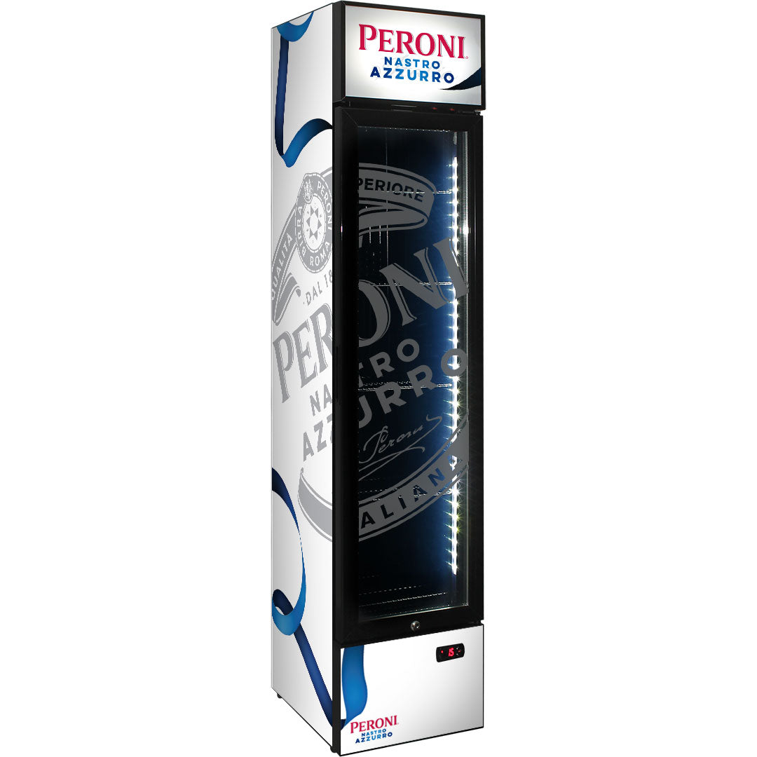 Peroni Branded Skinny Upright Bar Fridge – Model SS-P160-PERONI-V2 – 160 Litres