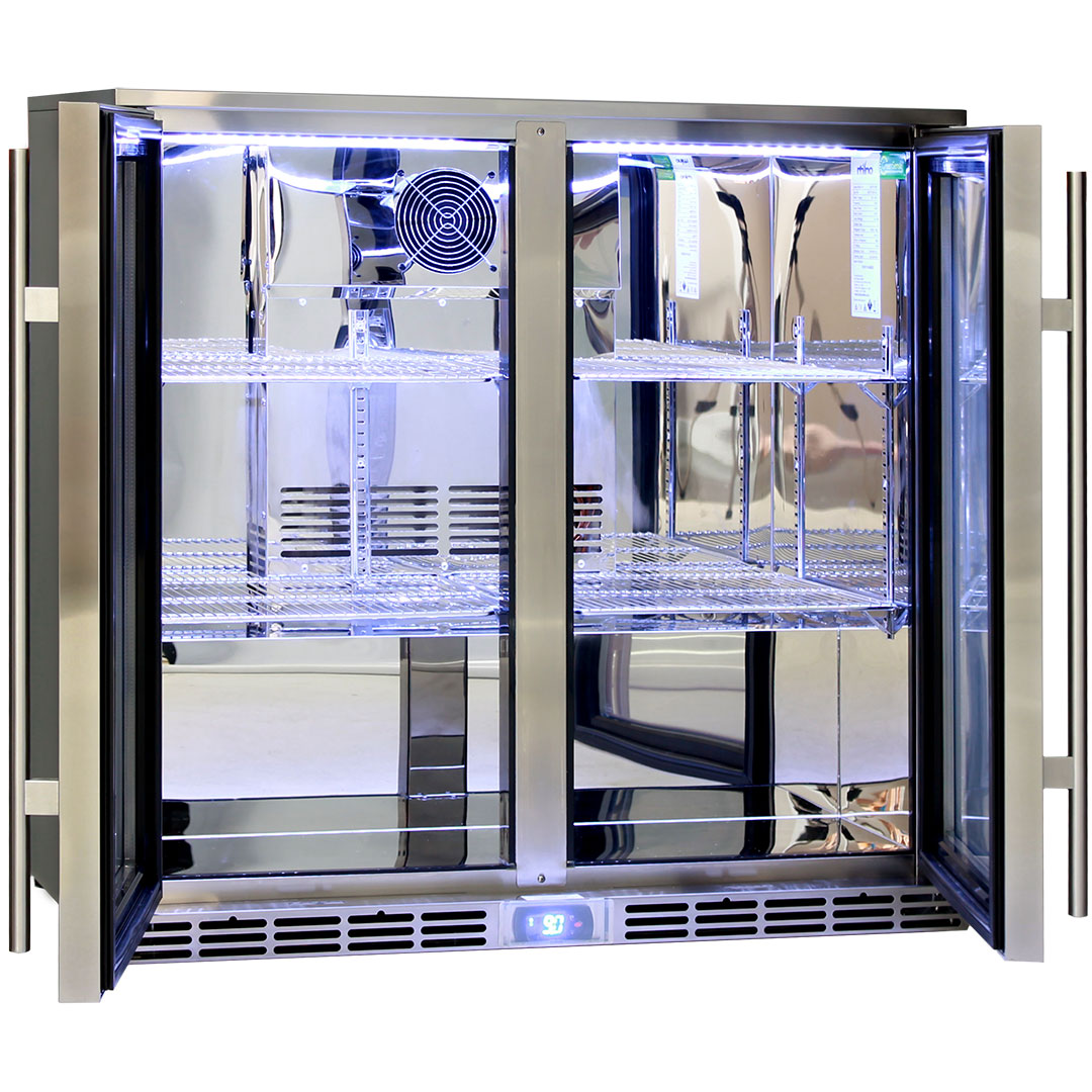Rhino GSP2H-840-SS – 2 Door Stainless Steel Outdoor Bar Fridge – 208 Litres