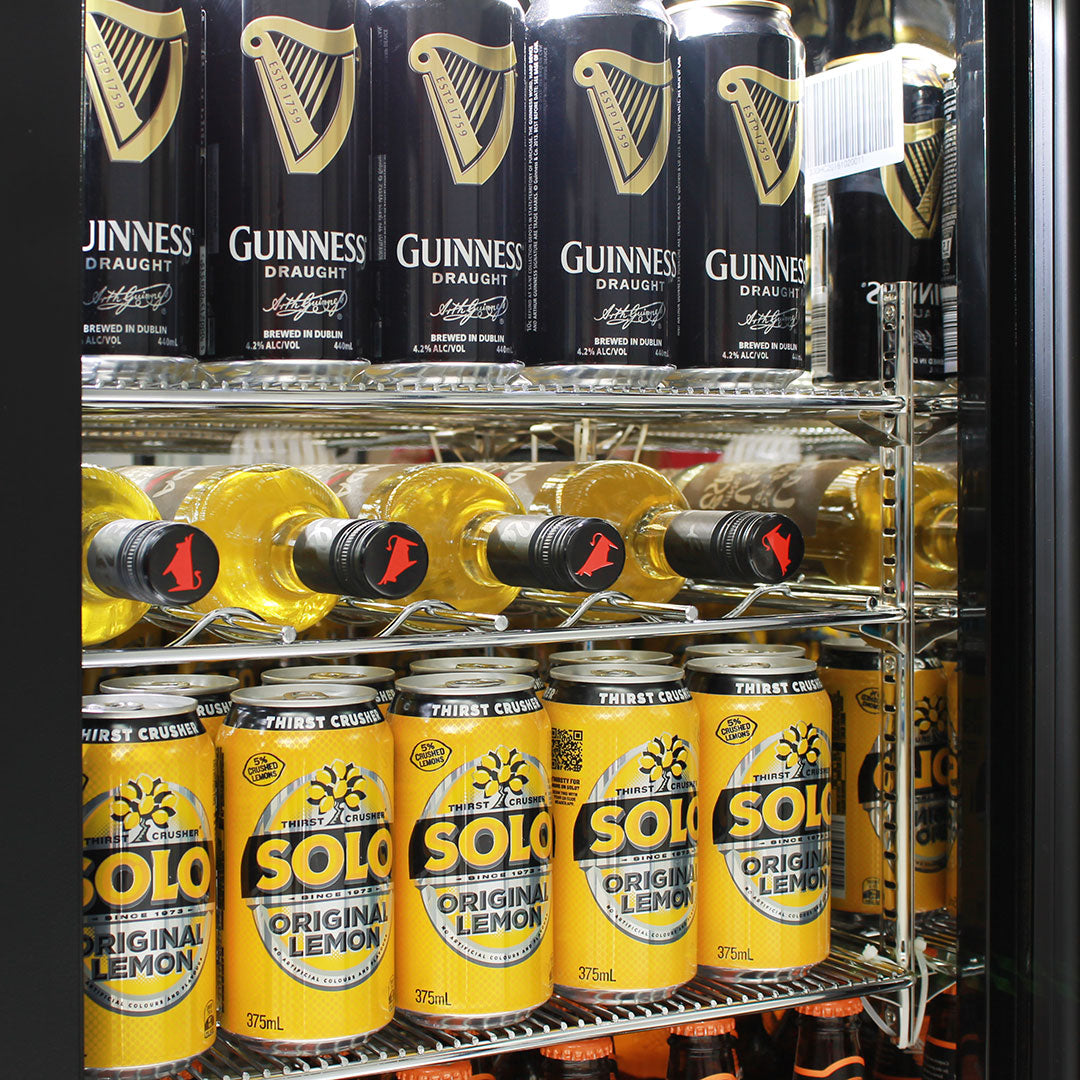 Rhino 330L Commercial Glass 3 Door Bar Fridge Energy Efficient With LG Compressor - SG3H-B