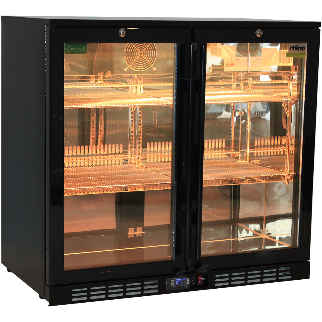 Rhino SG2H-NC - Night Club Commercial Multi Light Coloured Black 2 Door Bar Fridge