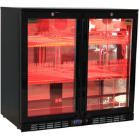 Rhino SG2H-NC 208L Night Club Commercial 2 Door Bar Fridge — Multi-Coloured LED