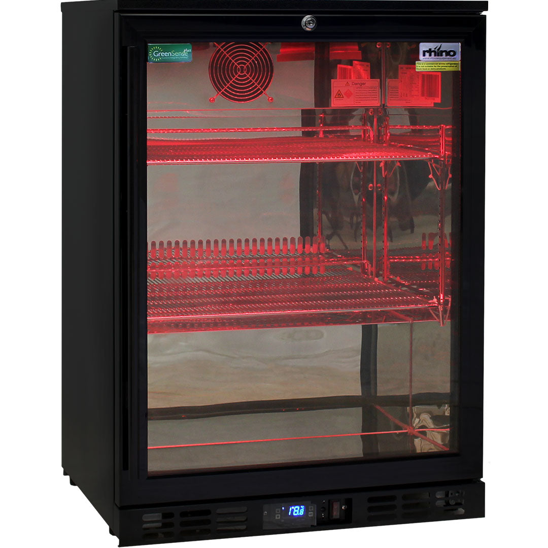 Rhino SG1R-NC bar fridge - glass door detail