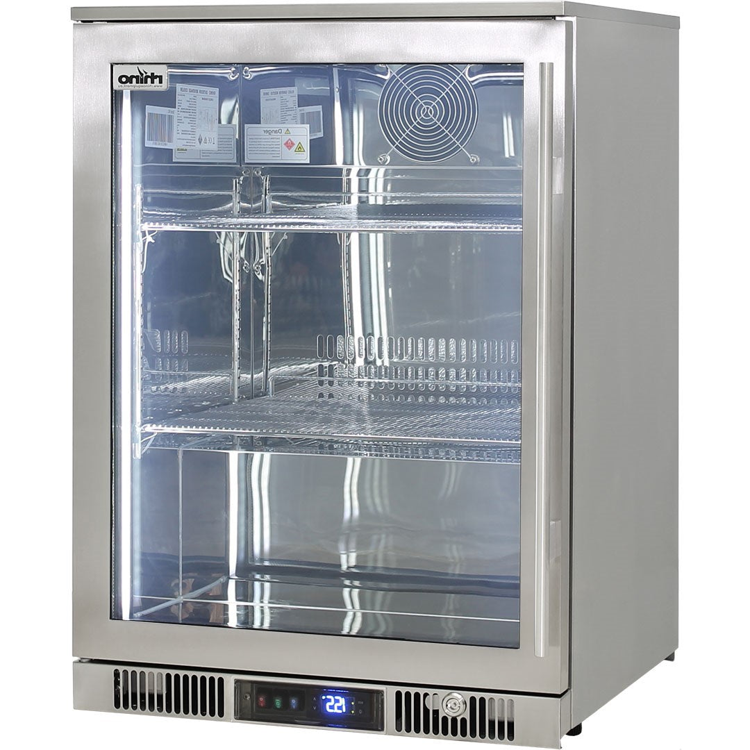 Rhino ENV1L-SS - Outdoor 1 Door Bar Fridge Coldest Beer 43ºC+ Best Alfresco 316 Stainless Quiet With No Condensation