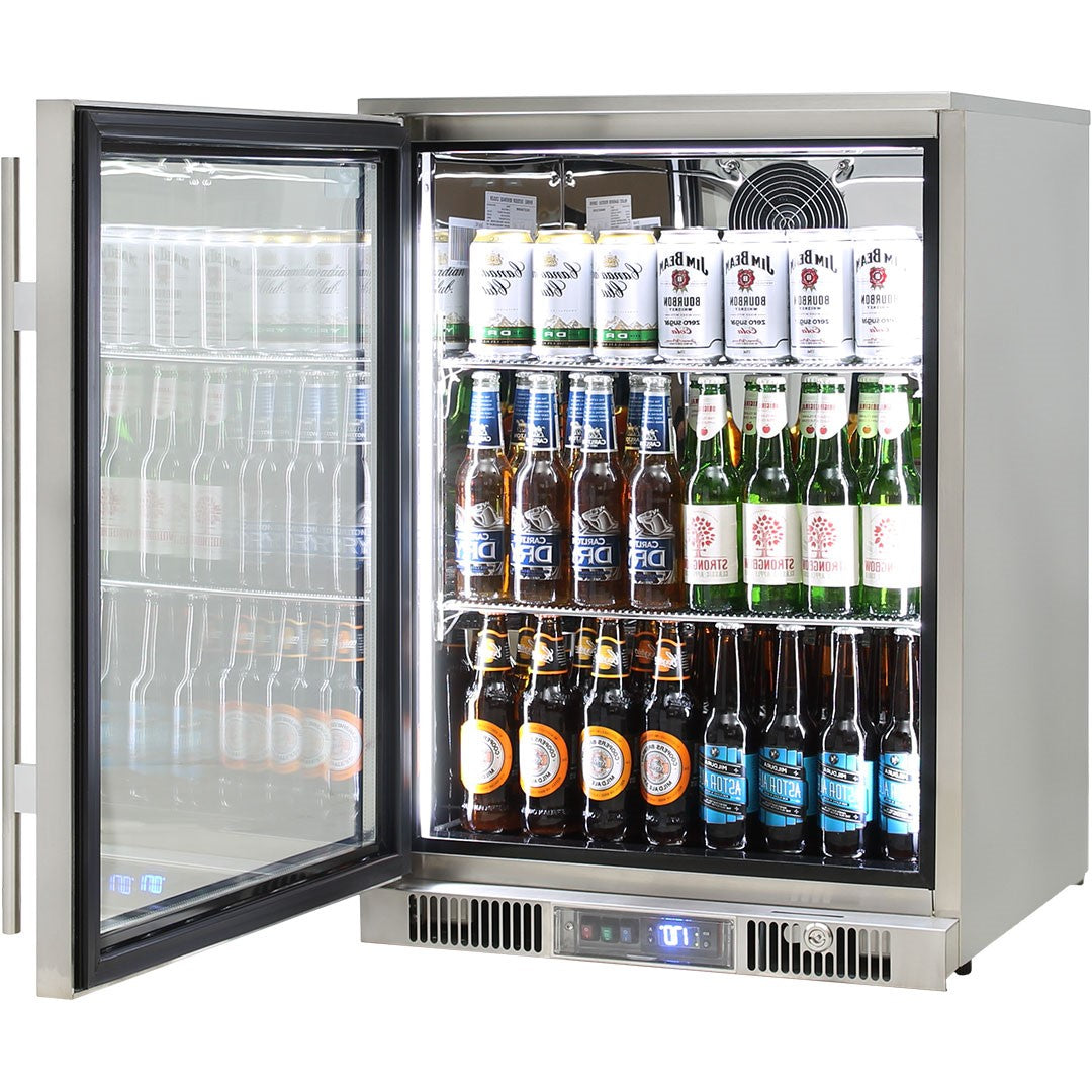 Rhino ENV1L-SS - Outdoor 1 Door Bar Fridge Coldest Beer 43ºC+ Best Alfresco 316 Stainless Quiet With No Condensation