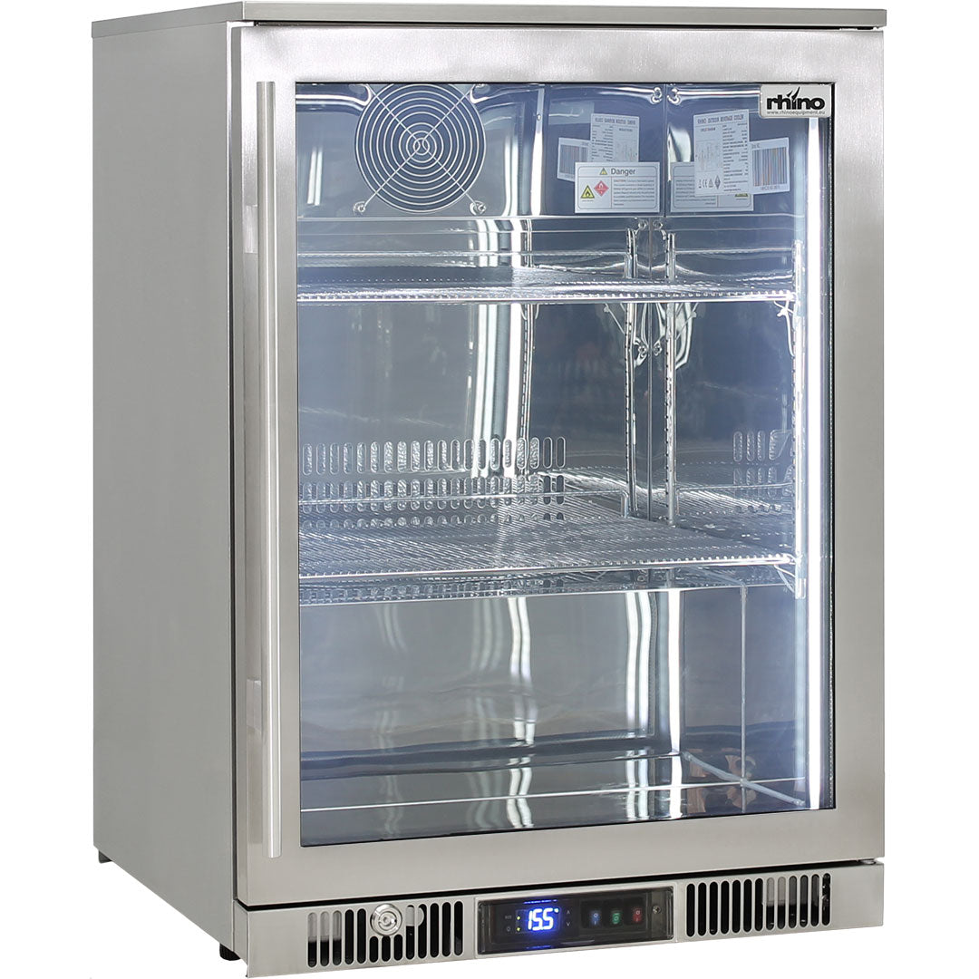 Rhino ENV1R-SS - Outdoor 1 Door Bar Fridge Coldest Beer 43ºC+ Best Alfresco 316 Stainless Quiet With No Condensation