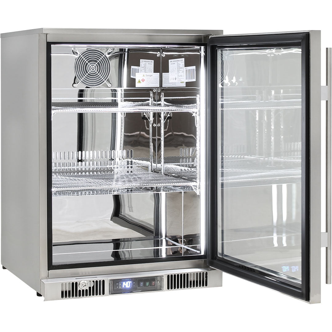 Rhino ENV1R-SS - Outdoor 1 Door Bar Fridge Coldest Beer 43ºC+ Best Alfresco 316 Stainless Quiet With No Condensation