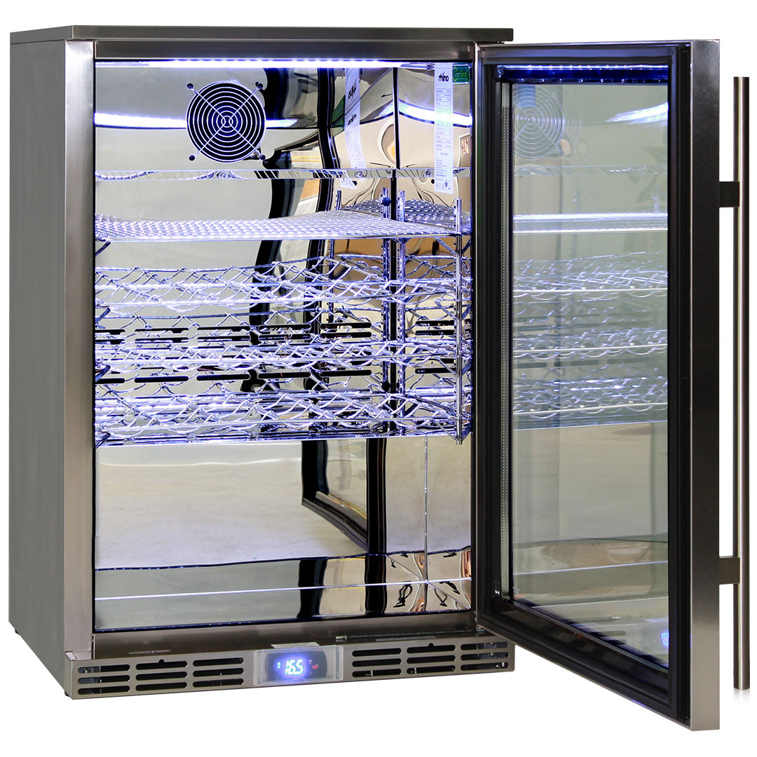 Rhino GSP1H-840-SS – 129L Stainless Steel Glass Door Bar Fridge - Right Hinge