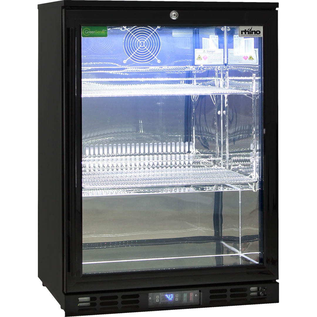 Rhino SG1R-B - Black Commercial Glass Door Bar Fridge With Energy Efficient Parts And Operation