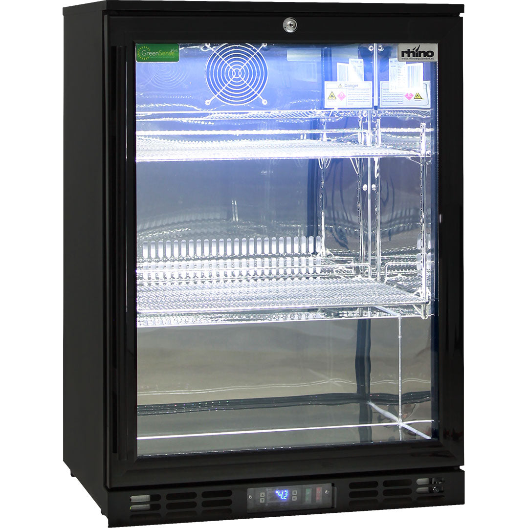 Rhino SG1R-B bar fridge - glass door detail