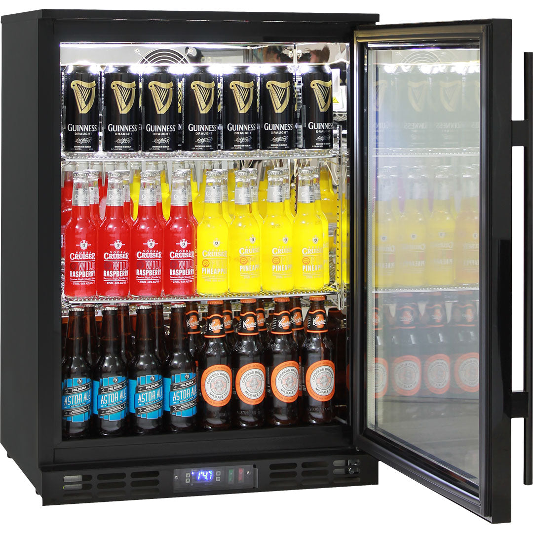 Rhino SG1R-B - Black Commercial Glass Door Bar Fridge With Energy Efficient Parts And Operation