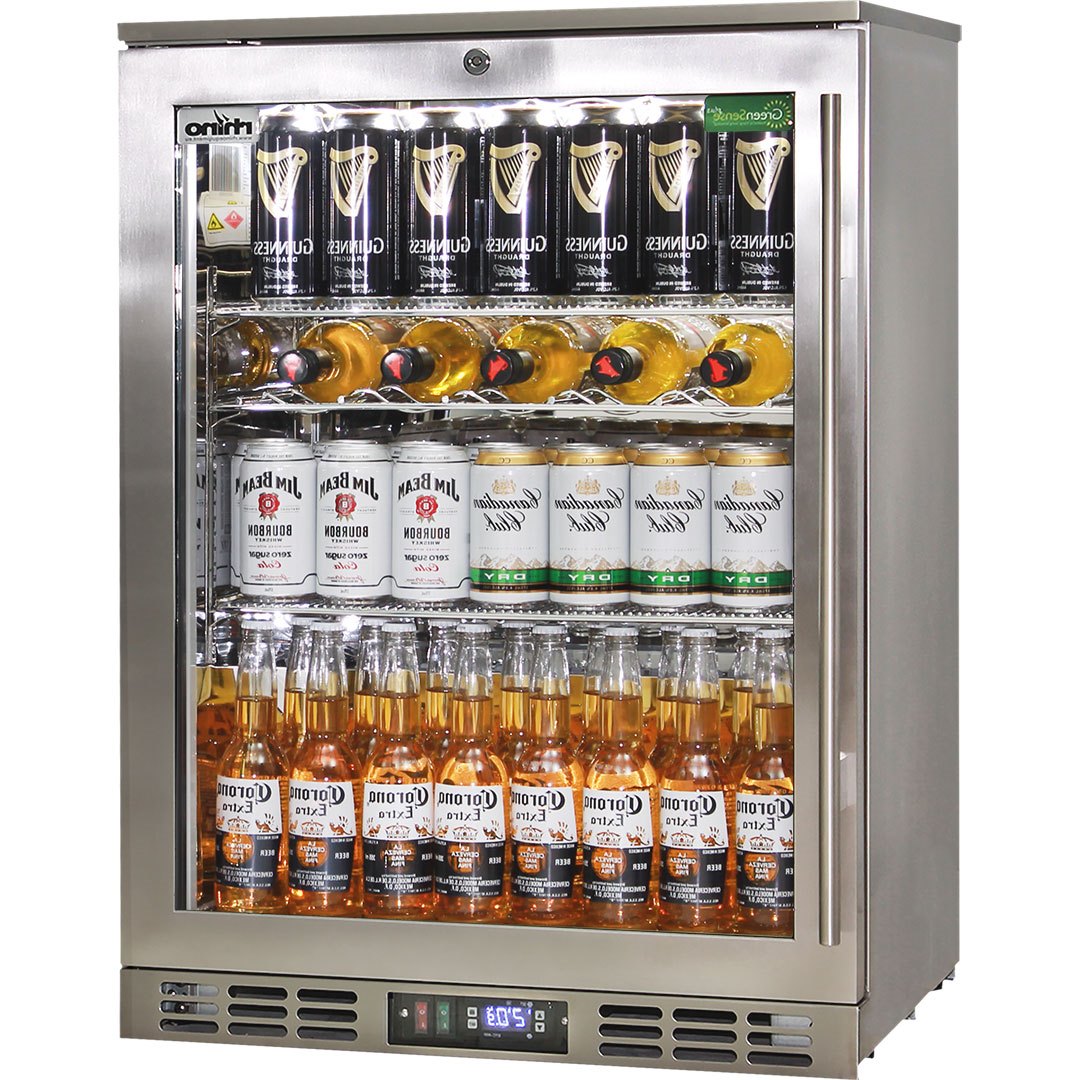 Rhino SG1L-HDQ - Stainless Steel Quiet 1 Heated Glass Door Bar Fridge With Low Energy Consumption - Left Hinged