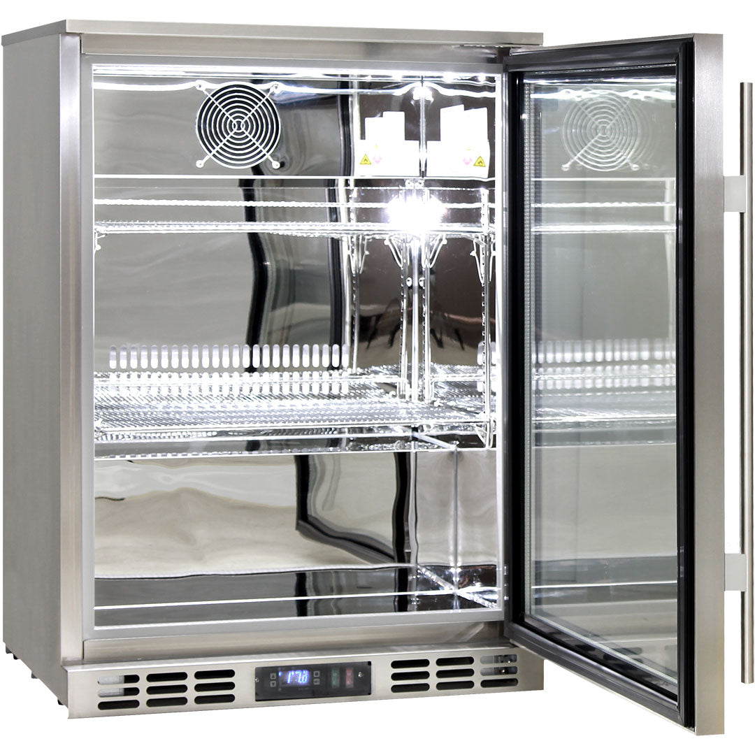 Rhino SG1R-HDQ –  129L Stainless Steel Heated Glass Door Bar Fridge - Right Hinge