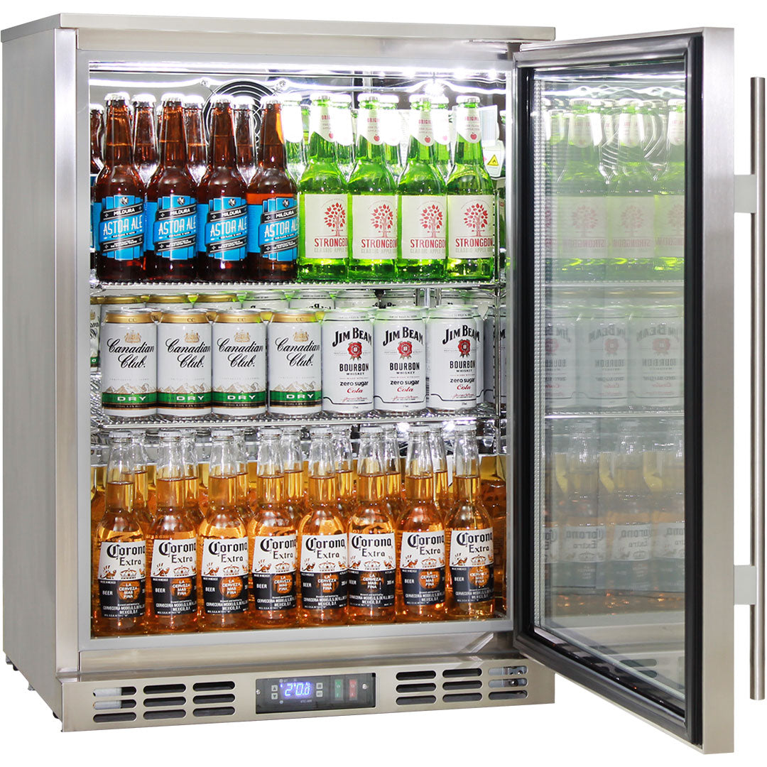 Rhino SG1R-HDQ - Stainless Steel 1 Heated Glass Door Bar Fridge With Quiet Fans And Low Energy Consumption