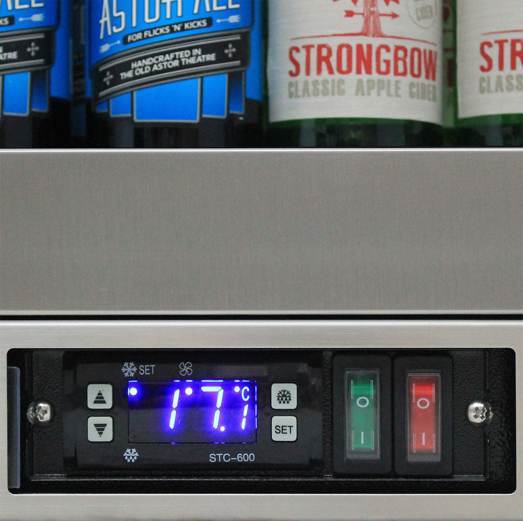 Rhino SG1L-HD – 129L Stainless Steel Heated Glass Door Bar Fridge – Left Hinge