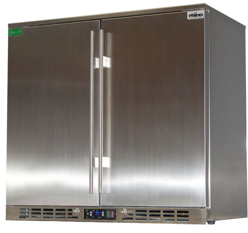 Rhino SG2H-SD | Outdoor Stainless Steel | 2 Door Solid Bar Fridge | 208 Litres