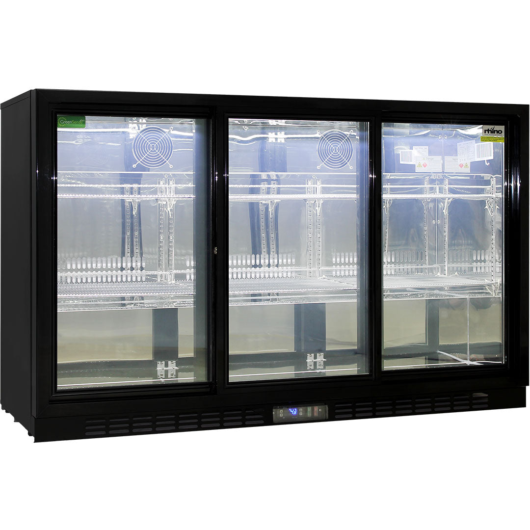 Rhino SG3S-B - Commercial Under Bench 3 Sliding Doors Alfresco Glass Door Fridge With LG Compressor