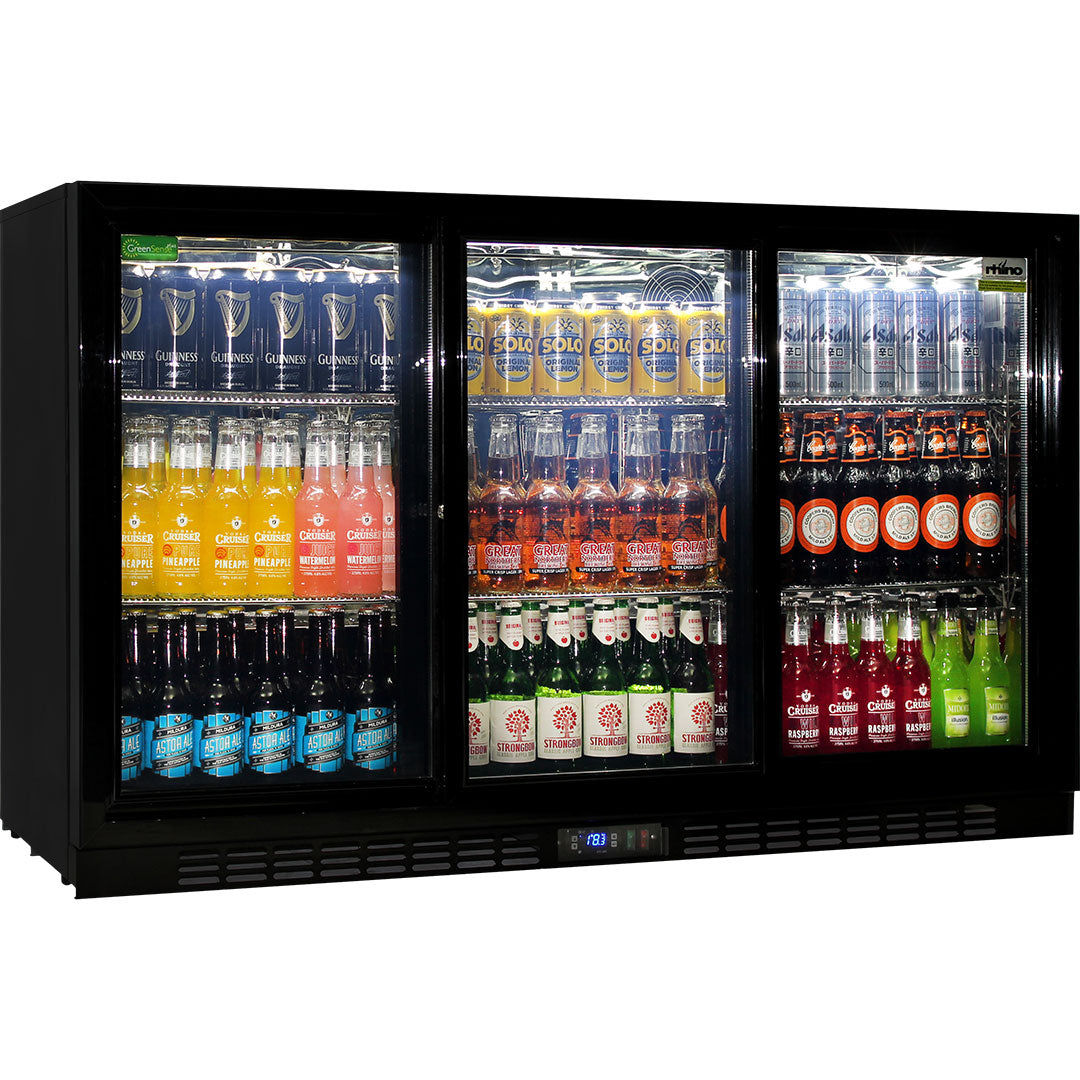 Rhino SG3S-B - Commercial Under Bench 3 Sliding Doors Alfresco Glass Door Fridge With LG Compressor