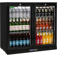 Rhino SG2H-B-HD 208L Commercial 2 Door Bar Fridge — Black Heated Glass