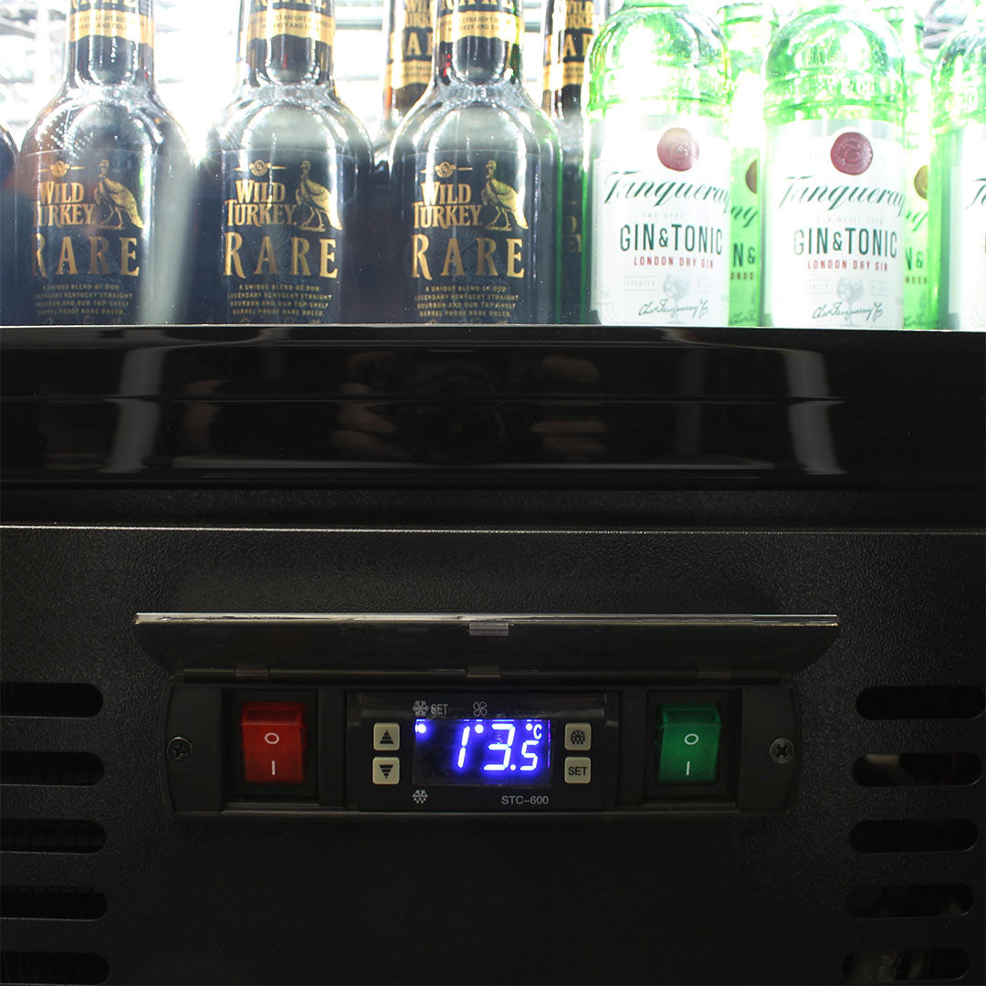 Rhino SGT1L-BS –  Black Upright Glass Door Drinks Fridge – 293 Litres