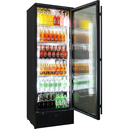 Rhino SGT1R-BS – 293L Commercial Upright Glass Door Drinks Fridge – 10 Star Rating
