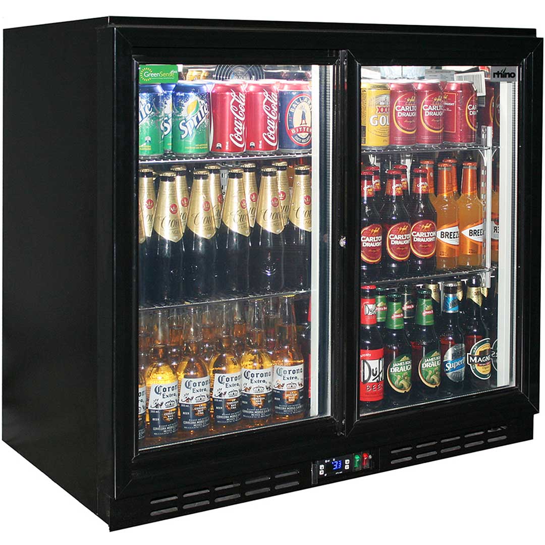Rhino SG2S-B – 2 Sliding Glass Doors Outdoor Black Bar Fridge – 208 Litres