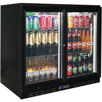 Rhino SG2S-B 208L Commercial 2 Door Bar Fridge — Black Sliding Glass