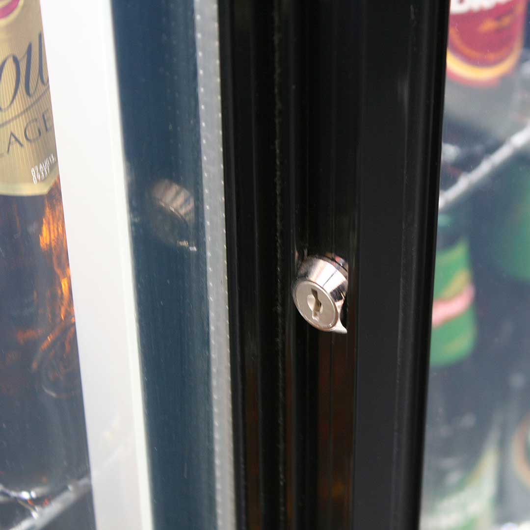 Rhino SG2S-B - Black Glass Sliding Under Bench 2 Door Bar Fridge Energy Efficient LG Compressor